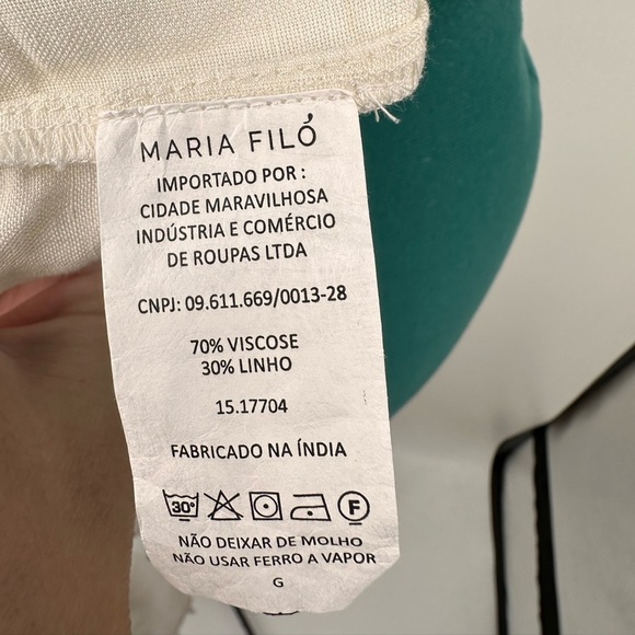 Maria Filo Long Sleeve Peasant Embroidered Linen Blend Blouse NWT. - Picture 9 of 11